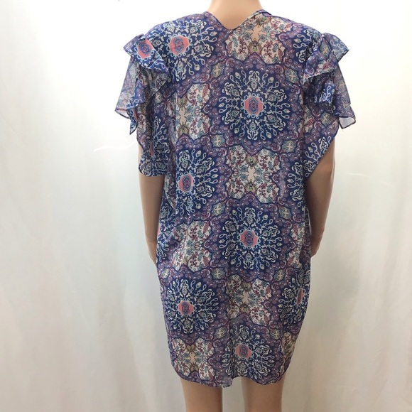 NWOT Est. 1946 Blue Chiffon Short Sleeve Sheer Swimsuit Coverup Kimono One Size - Picture 6 of 8